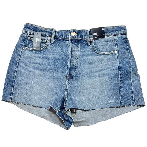 Express Denim Shorts 2" Inseam High RIse Size 14 Blue New - Picture 1 of 9